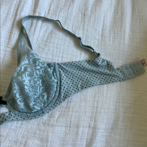 VICTORIA’S SECRET Unlined Elongated Demi Bra, Frosty Blue Dots, 34D - Picture 6 of 11